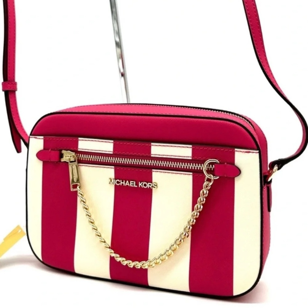 Michael Kors Large EW Zip Chain Xbody Crossbody Bag Electric Pink Multi